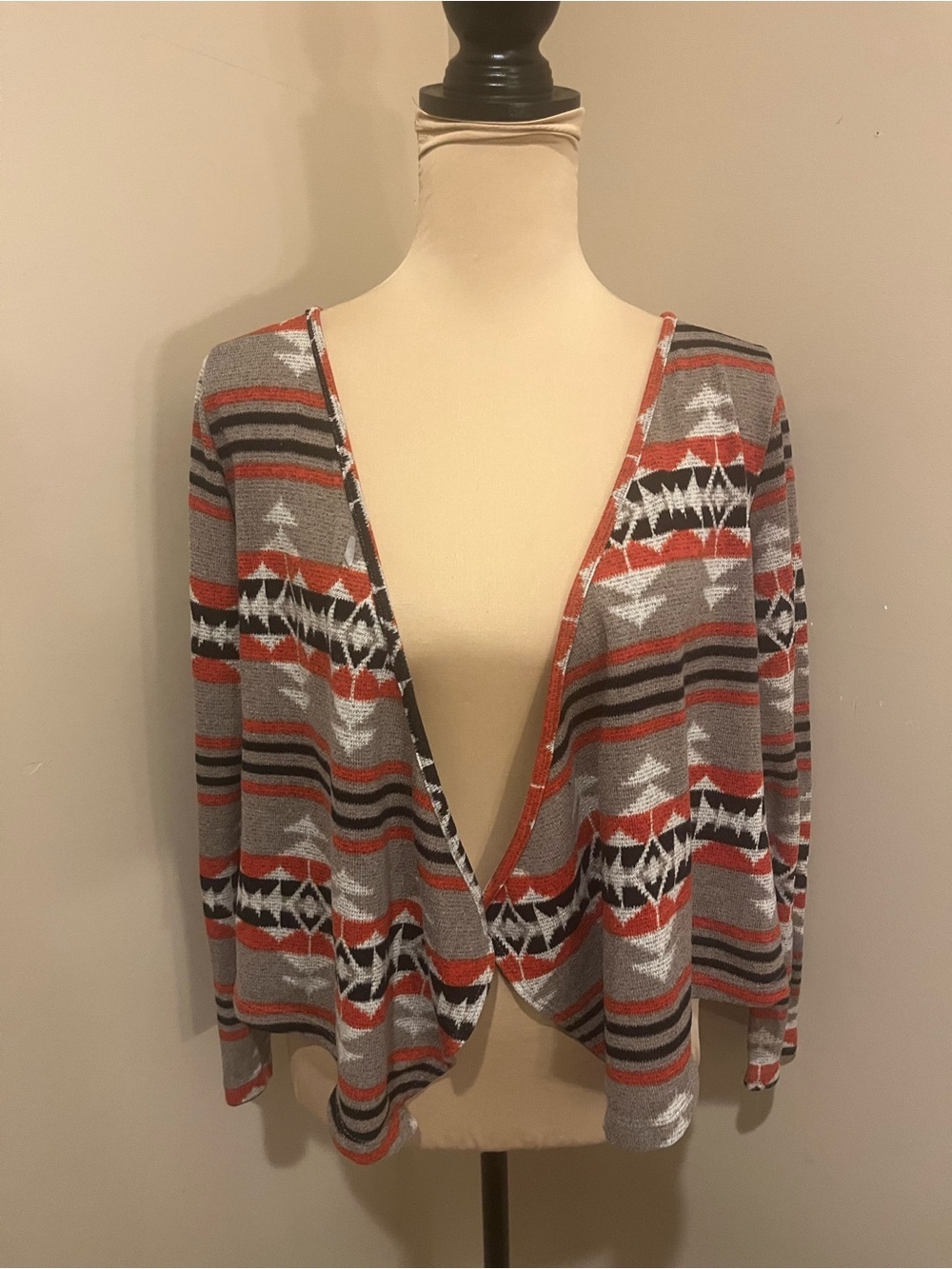 Wet Seal Aztec Open-Front Cardigan in Tan, Brown and Rust